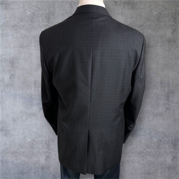 AUSTIN REED Mens Blazer 46L Sport Coat 2-Button Jacket Gray Plaid Wool Suits - Picture 4 of 12